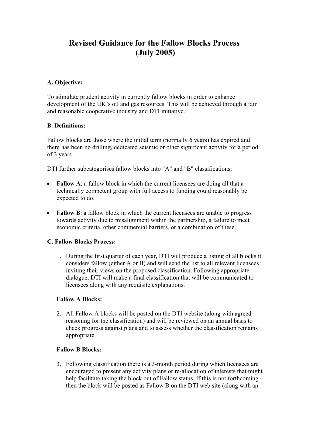 Draft Interim Feedback on Fallow Improvements for UKOOA MRT Meeting (9/2/2005)