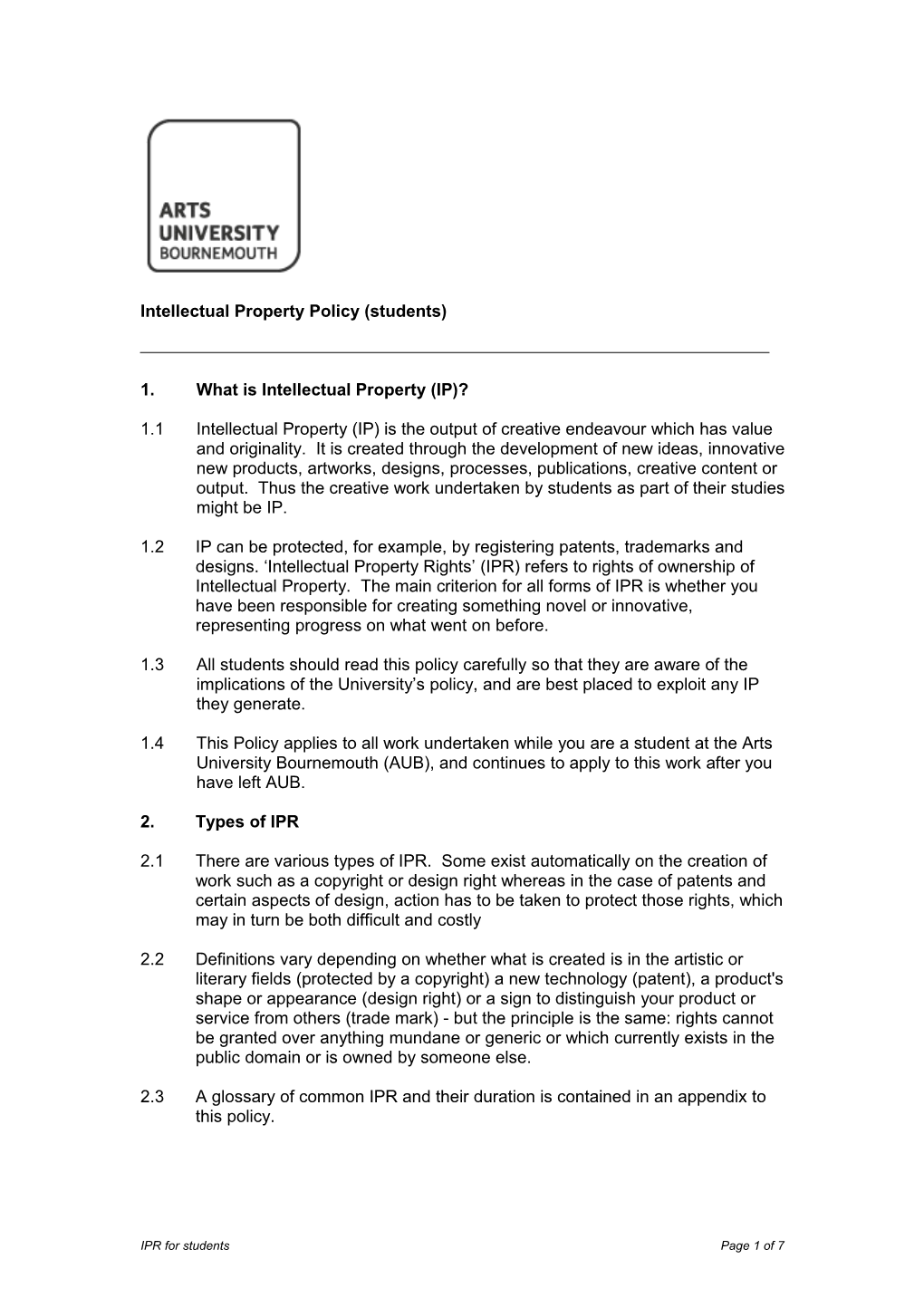 Intellectual Property Rights - Students