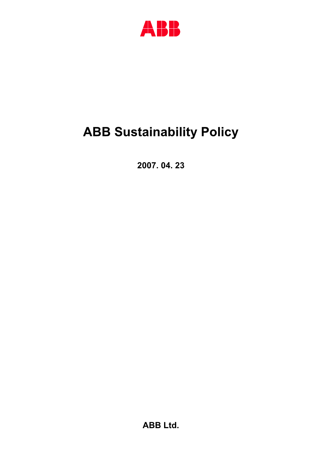 ABB Sustainability Policy