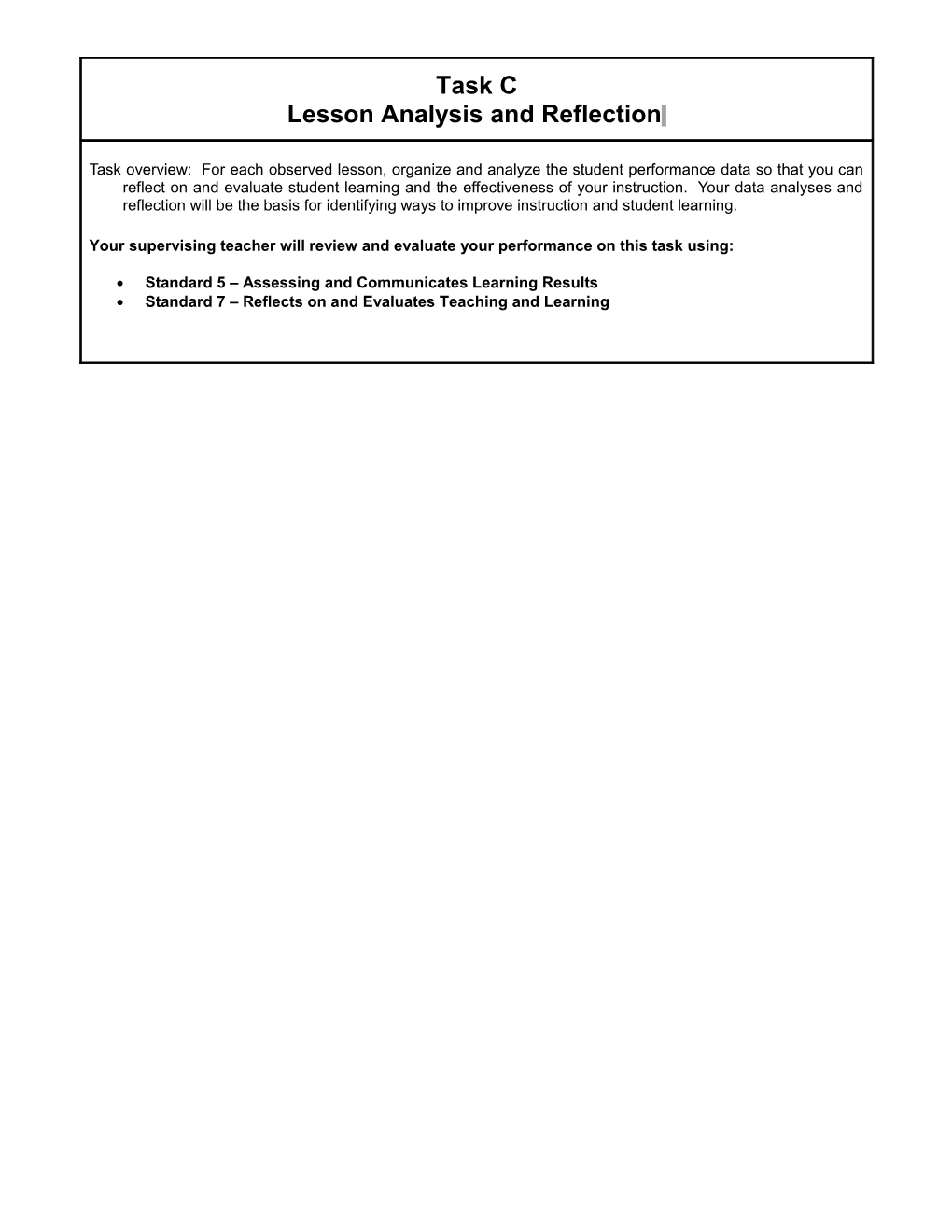 Task Overview: for Each Observed Lesson, Organize and Analyze the Student Performance Data