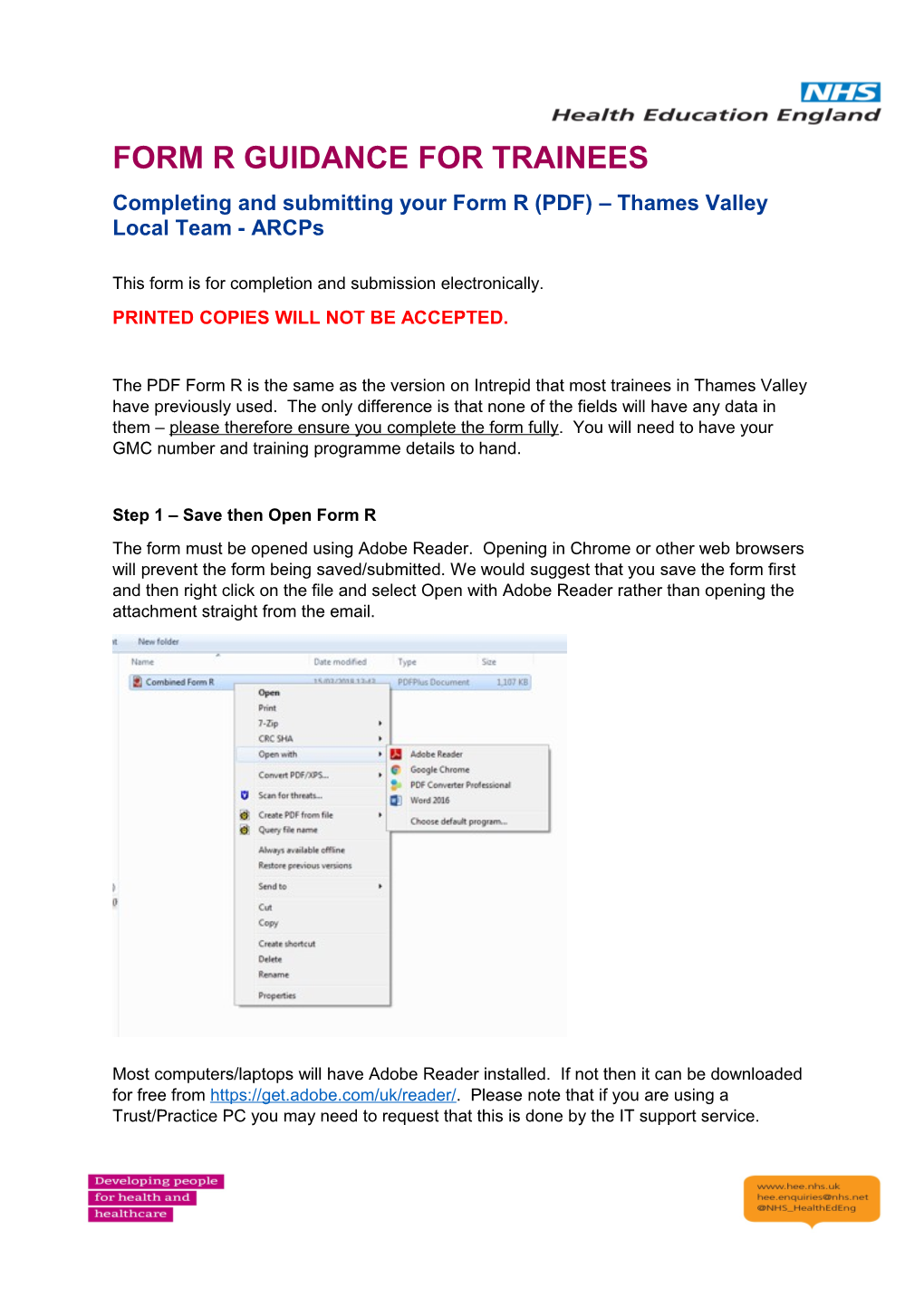 Completing and Submitting Your Form R (PDF) Thames Valley Local Team - Arcps
