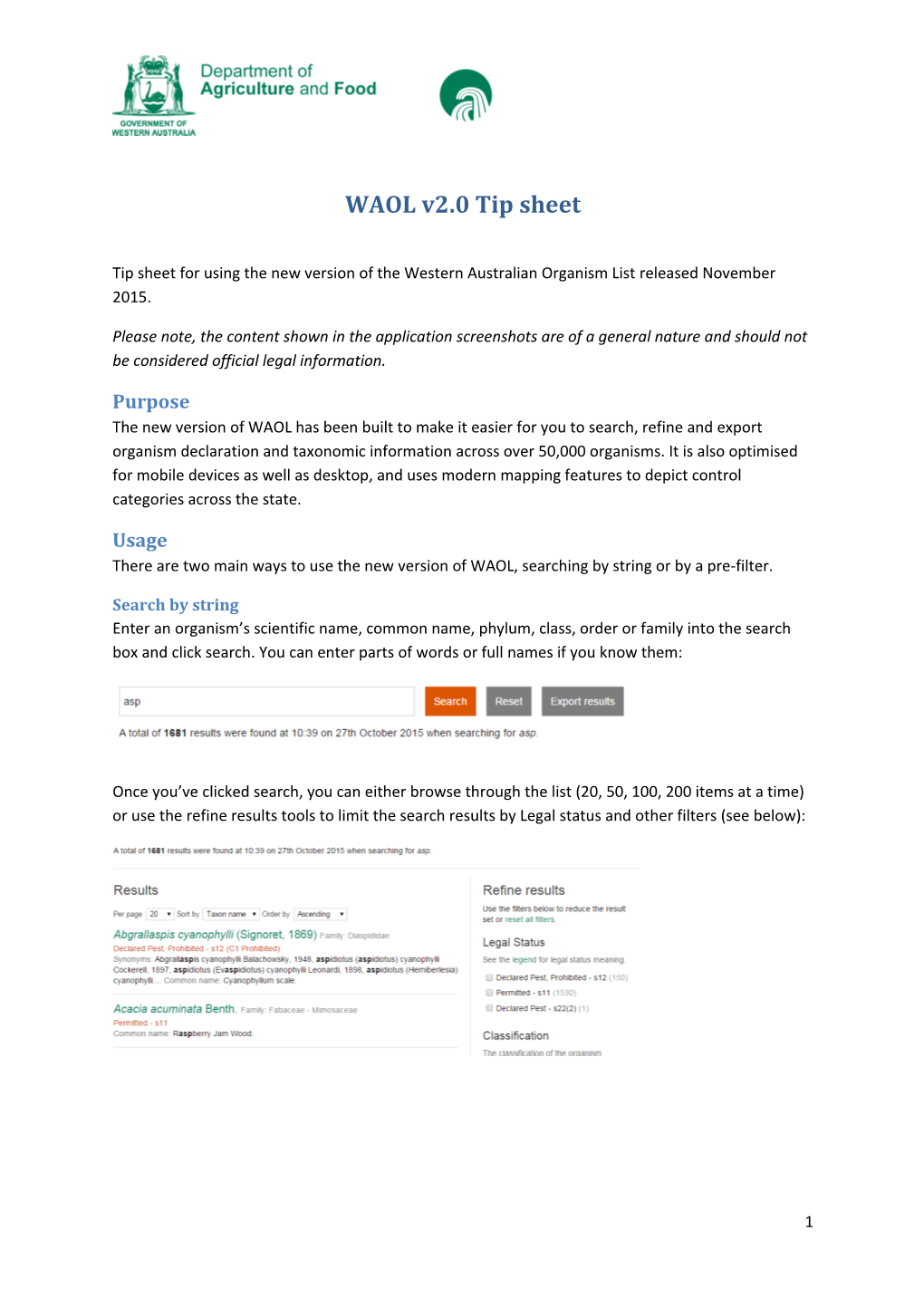 WAOL V2.0 Tip Sheet