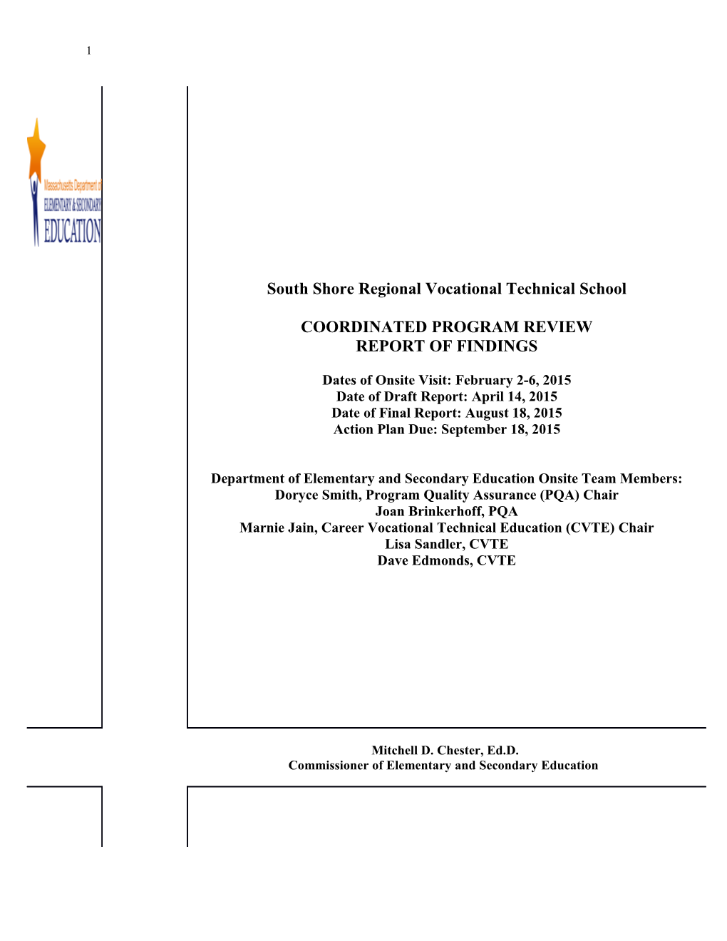 South Shore RVTS CPR Final Report 2015