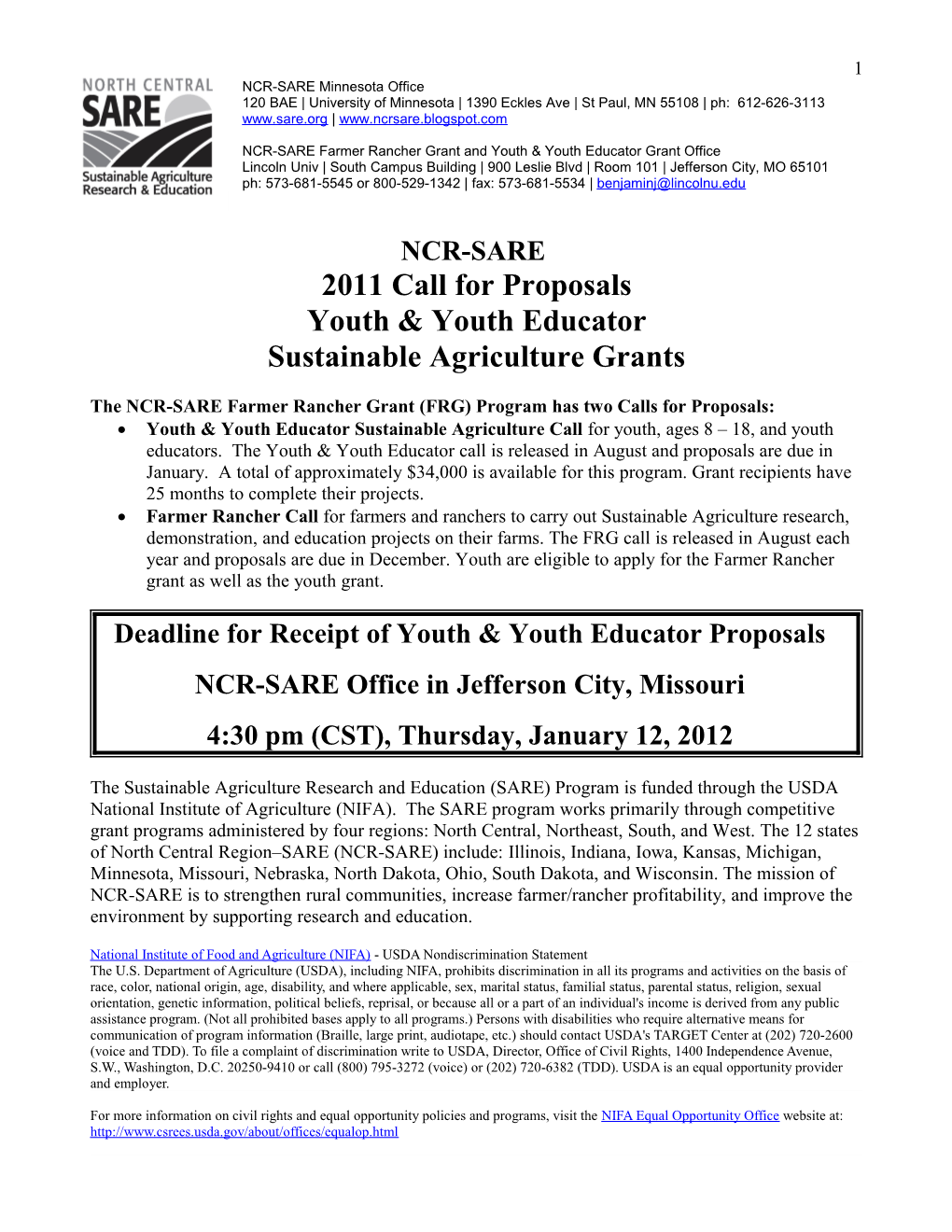 Dakotas SARE Youth Sustainable Agriculture Grants for 2007