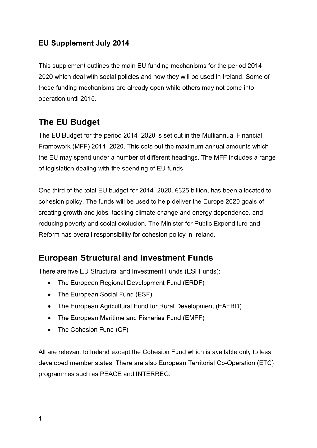 European Structural and Investment Funds