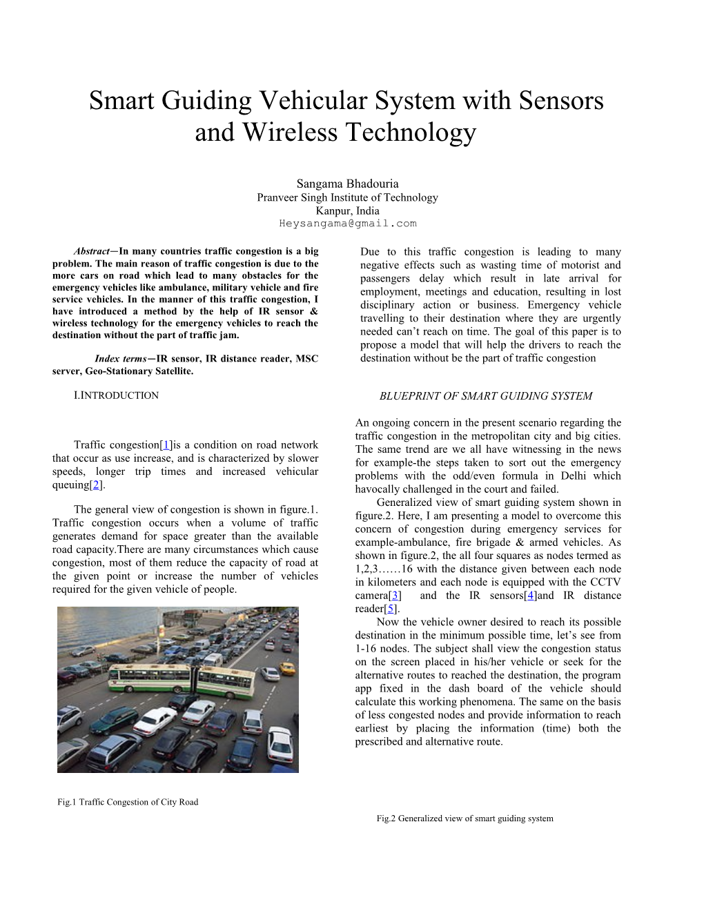 Smart Guiding Vehicular System with Sensors and Wireless Technology