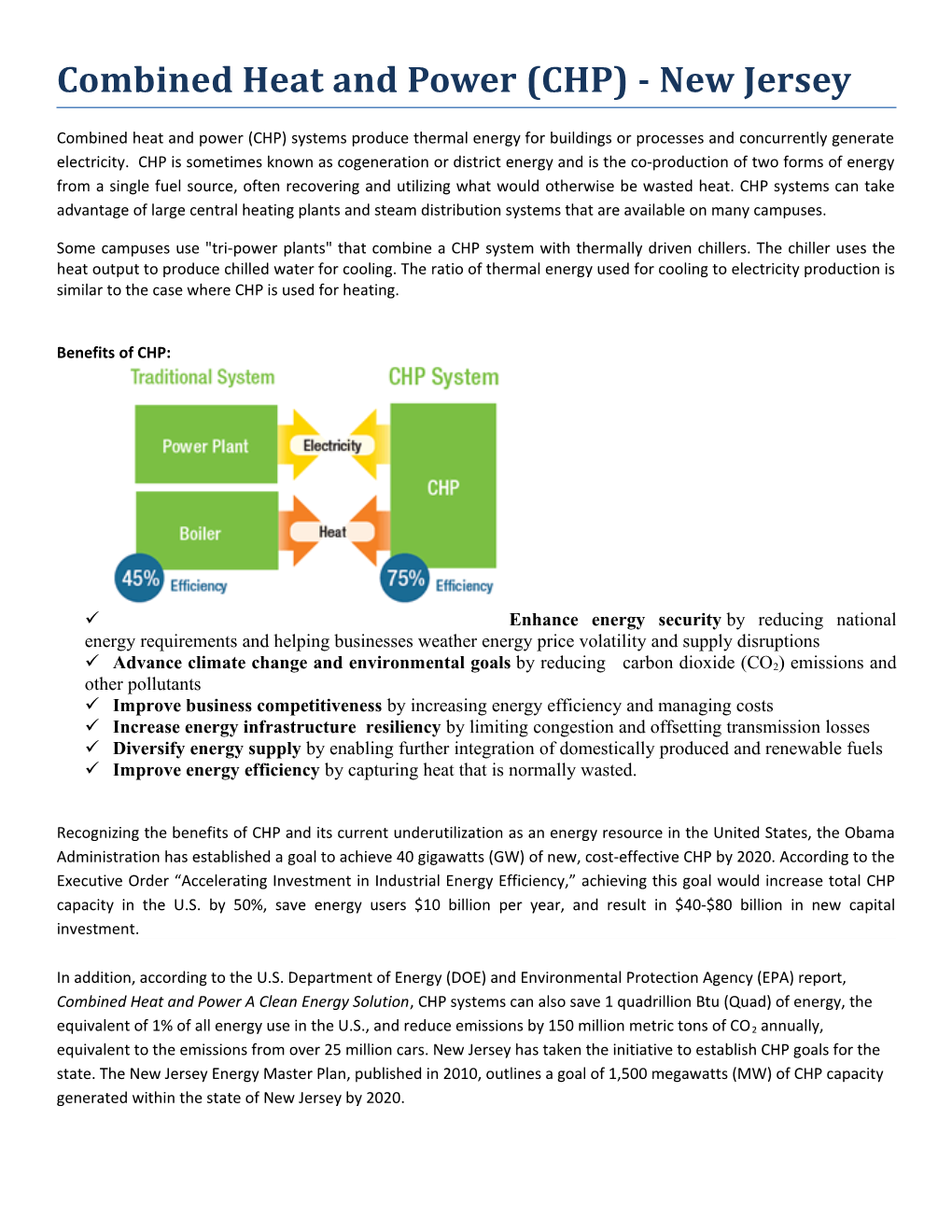 Combined Heat and Power (CHP) - New Jersey