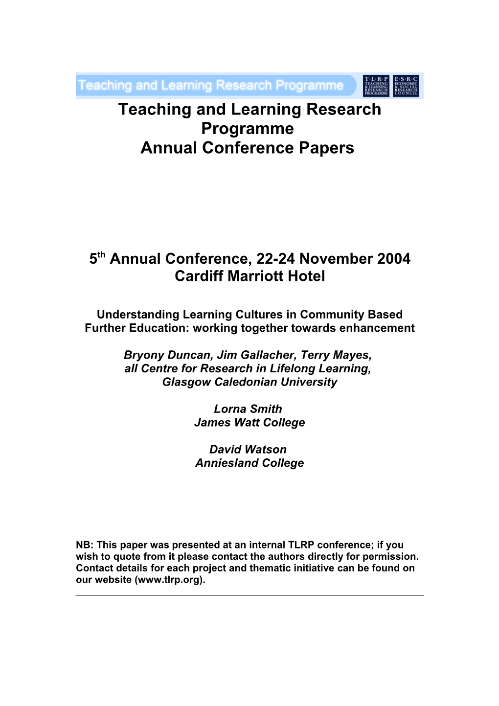TLRP Conference Paper