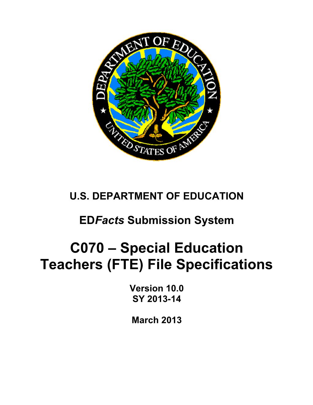 Special Education Teachers (FTE) File Specifications