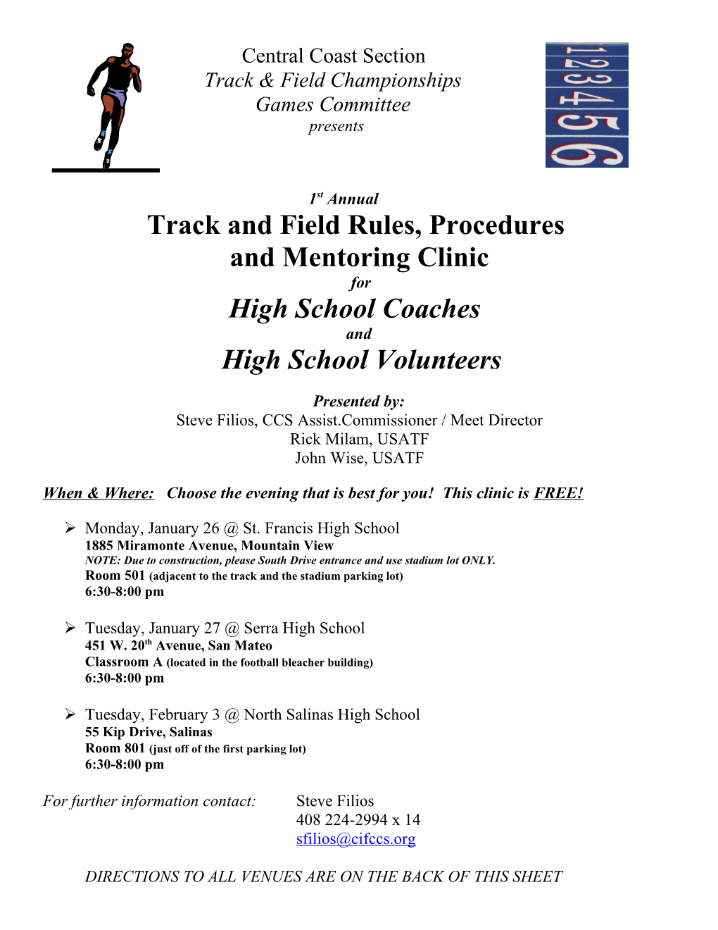 Track and Field Rules, Procedures