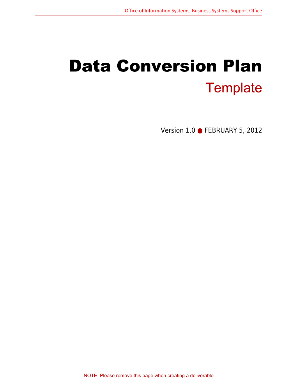 Data Conversion Plan