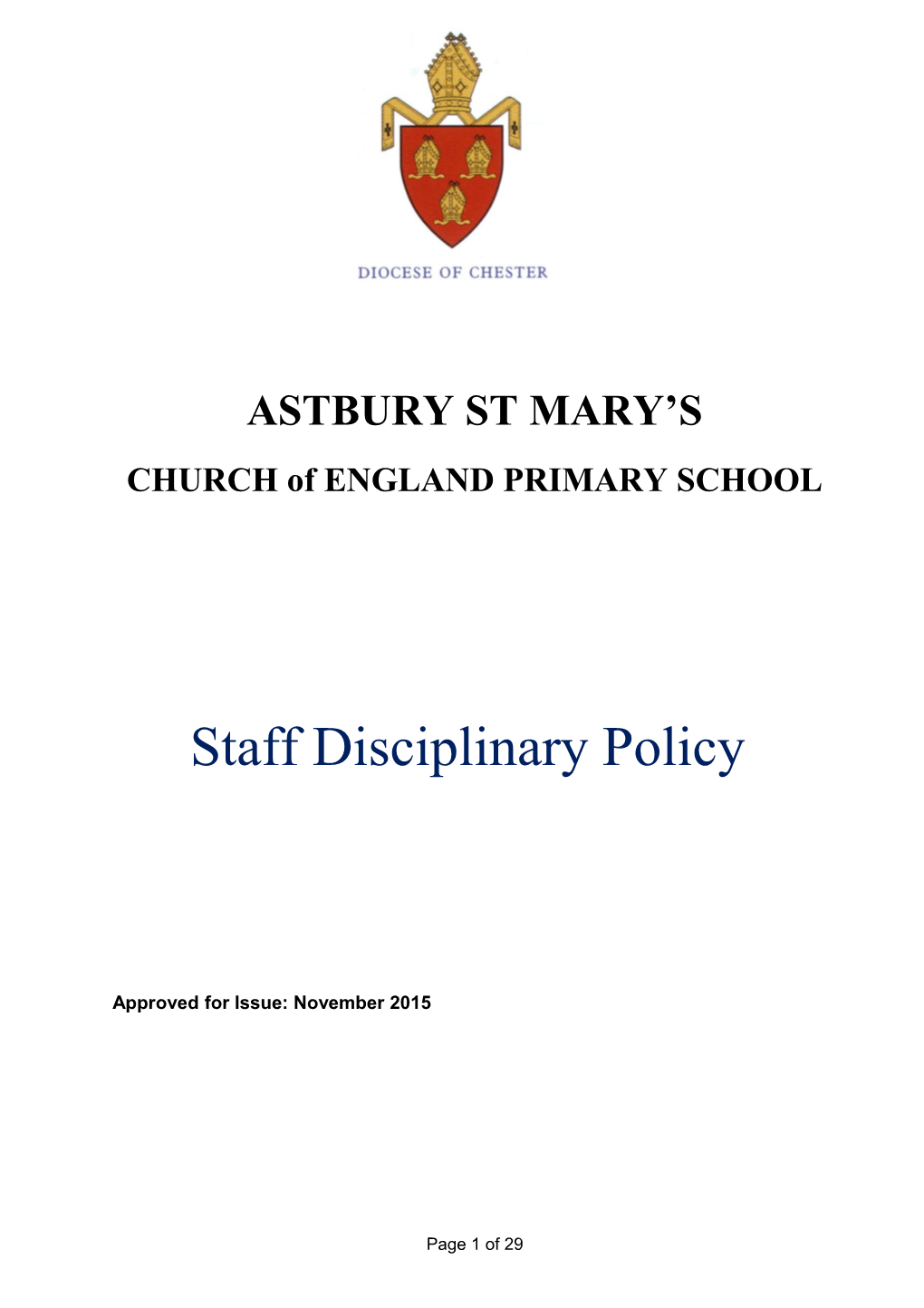 Model Disciplinary Policy for All School / Academy Staff (Education HR Policy: All Staff)