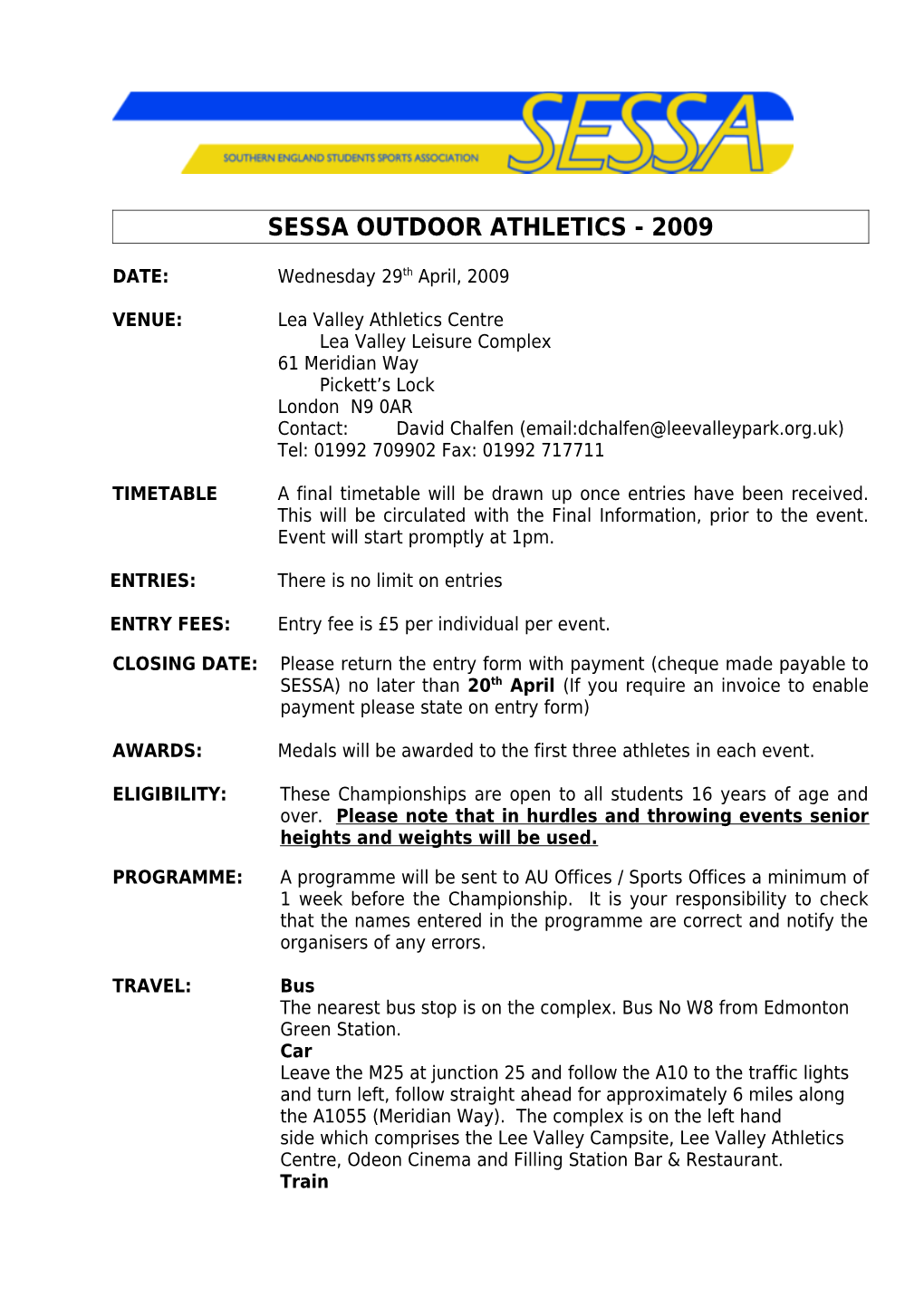 Sessa Outdoor Athletics 2007-2008