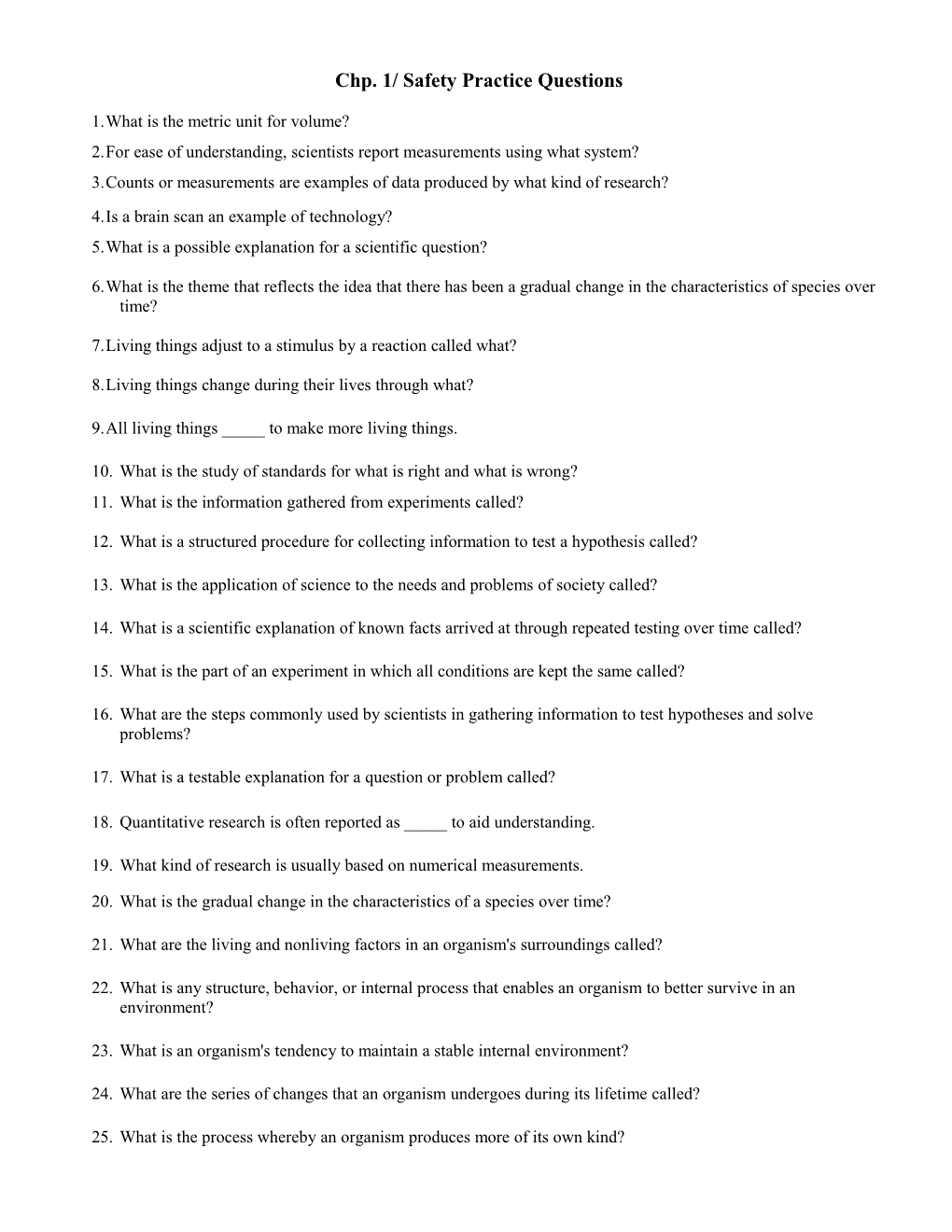 Chp. 1/ Safety Practice Questions