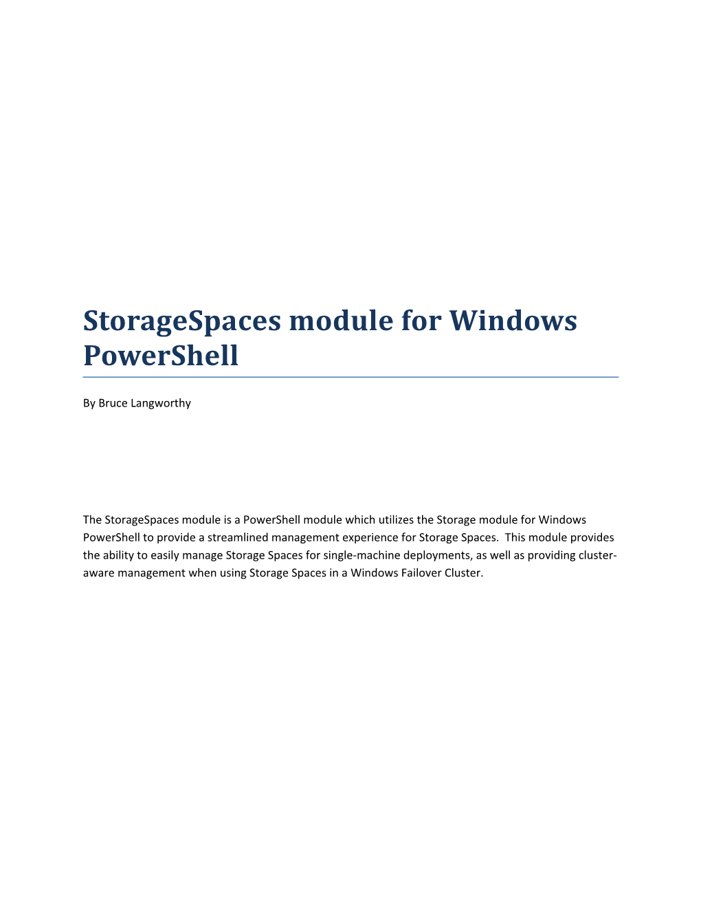 Storagespaces Module for Windows Powershell