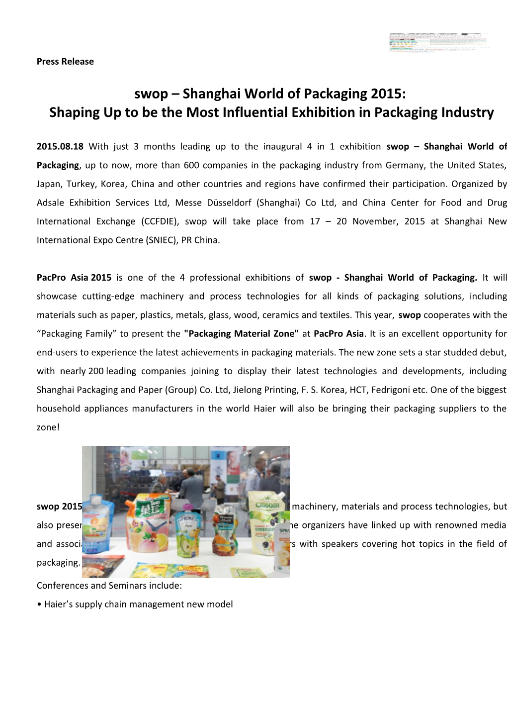 Swop Shanghai World of Packaging 2015