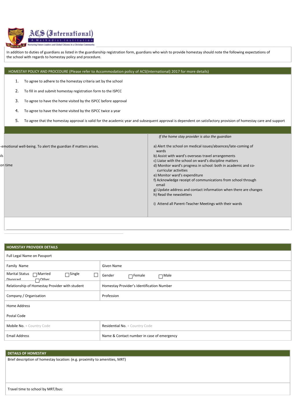 SPECIFIC GUIDELINES for Homestay Providers