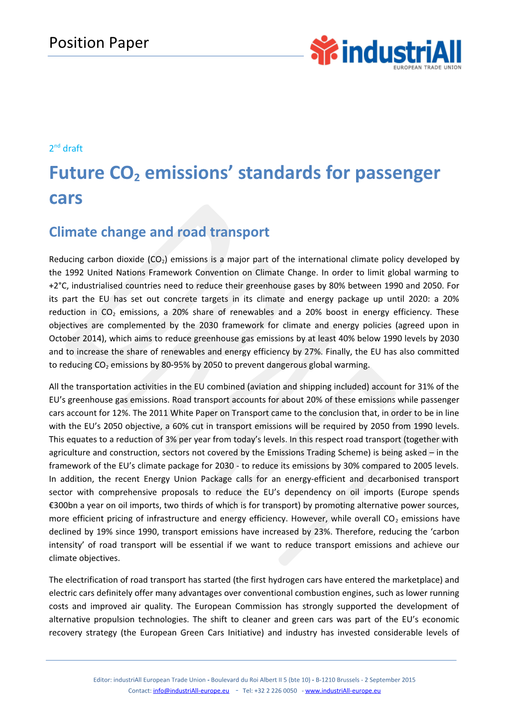 Future CO2 Emissions Standards for Passenger Cars