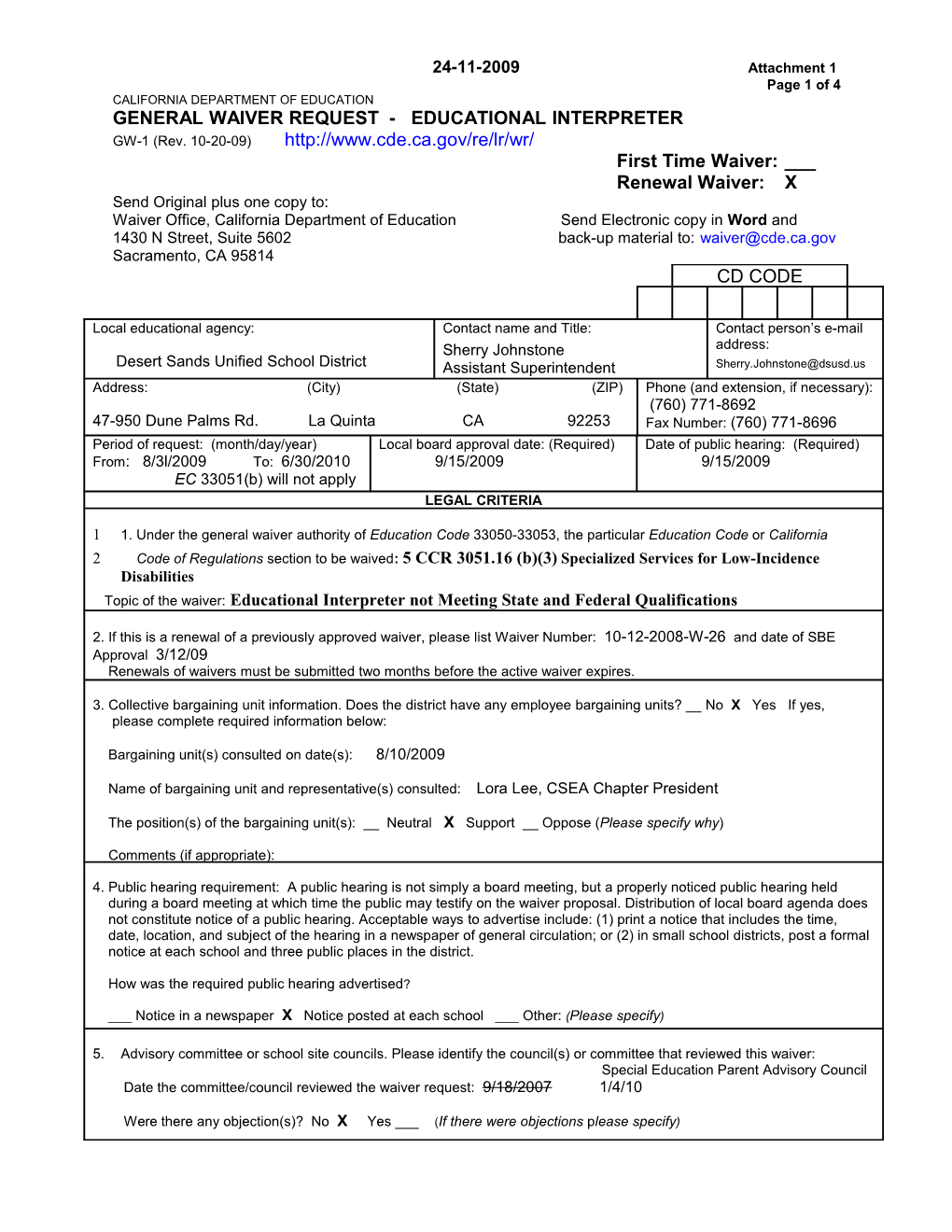 March 2010 Waiver Item W18 Attachment 1 Meeting Agendas (CA State Board of Education)