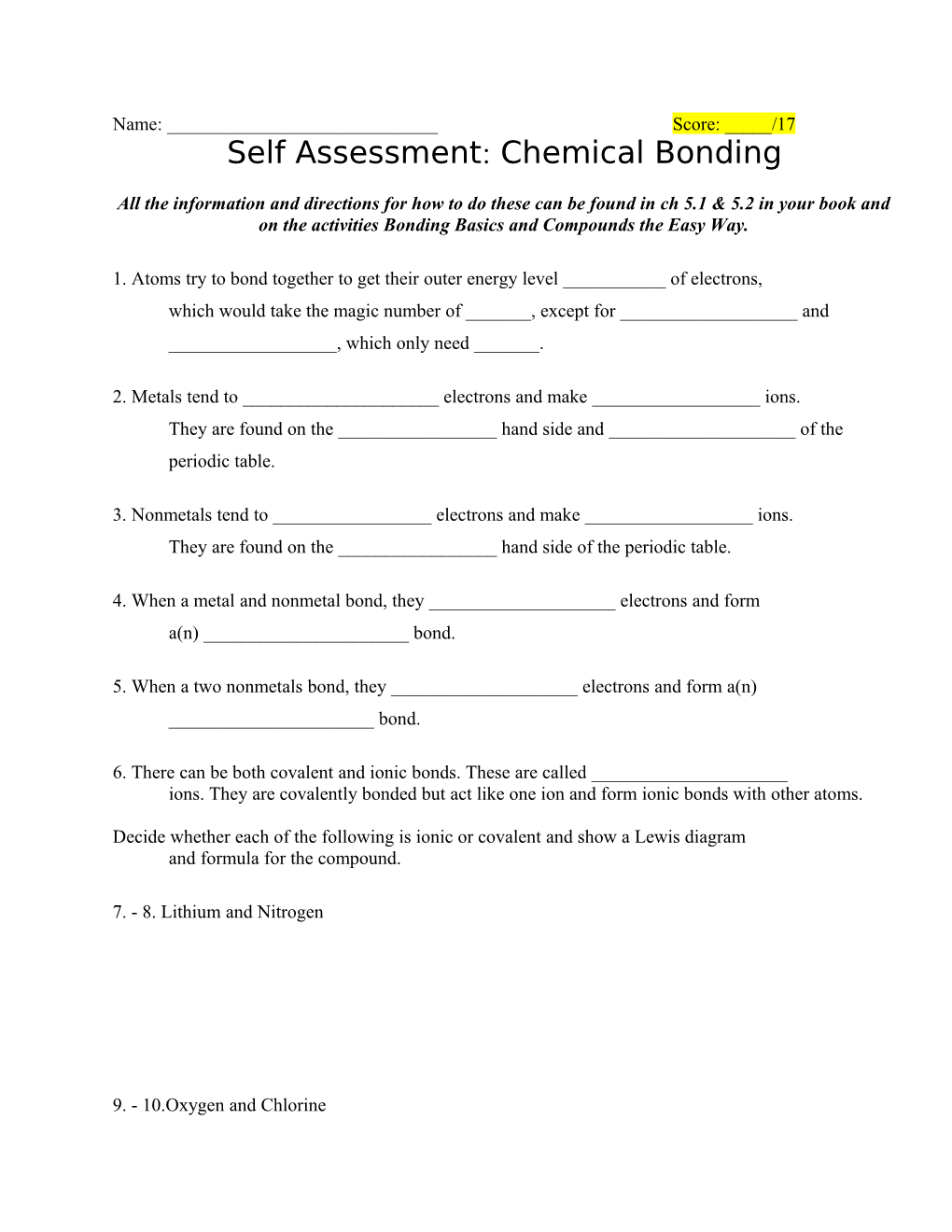 Monday Popquiz: Chemical Bonding