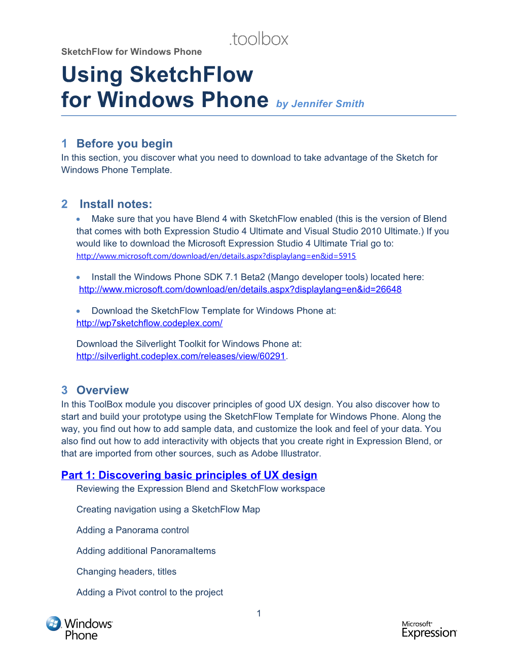 Using Sketchflow for Windows Phoneby Jennifer Smith