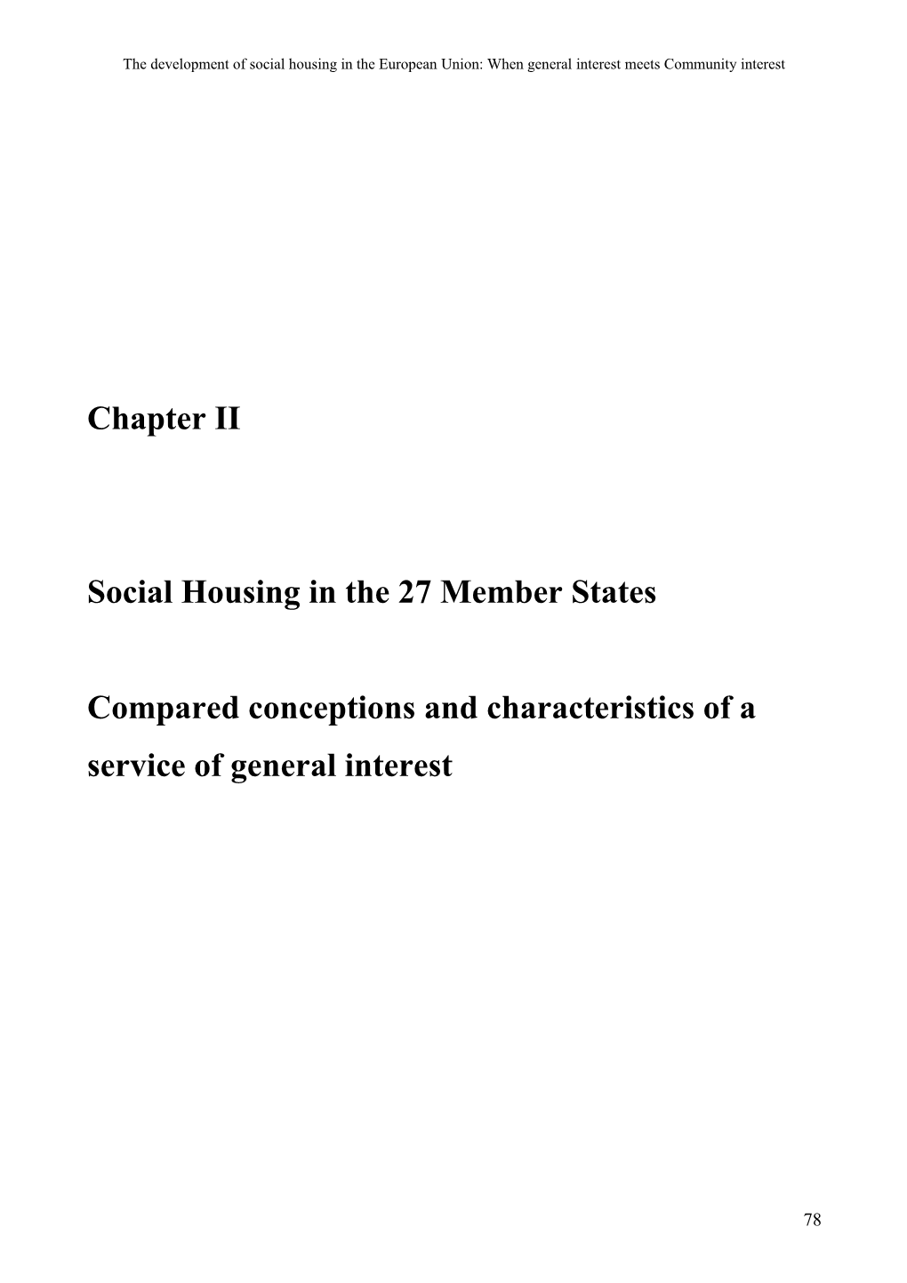 Social Housing in the 27 Member States