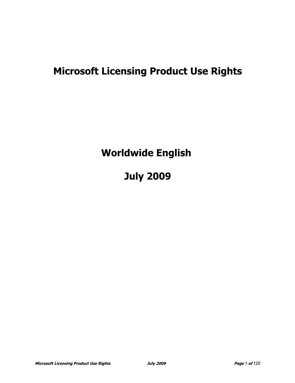 Microsoft Licensing Product Use Rights