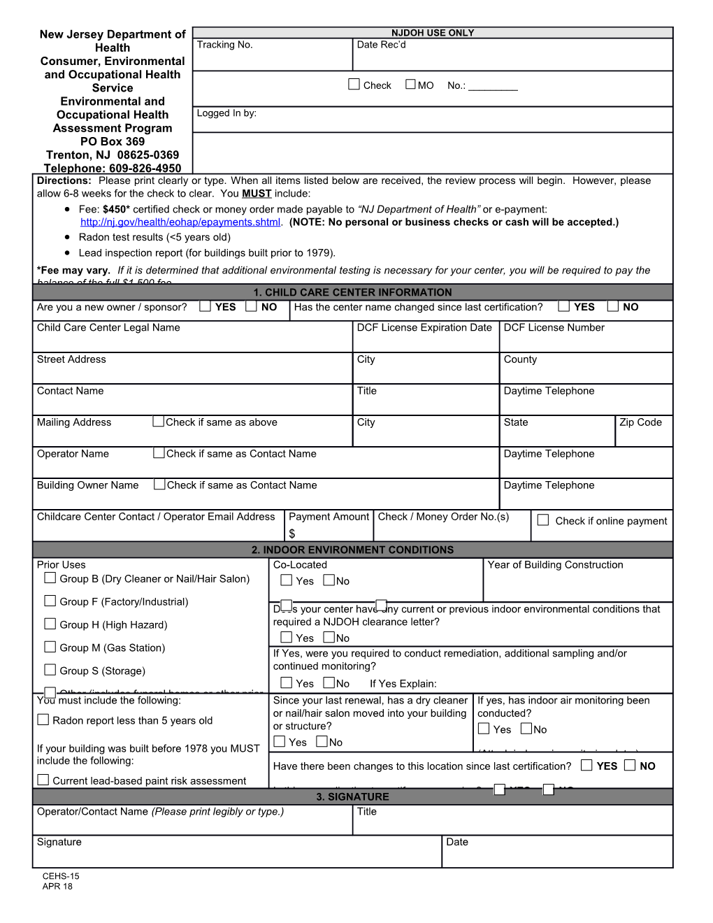 Safe Building Interior Certification Renewal Application