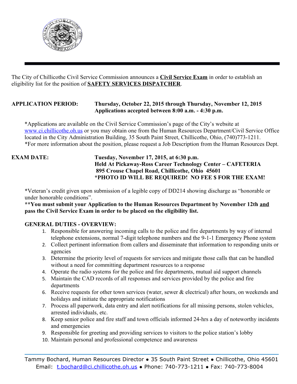 APPLICATION PERIOD:Thursday, October 22, 2015 Through Thursday, November 12, 2015