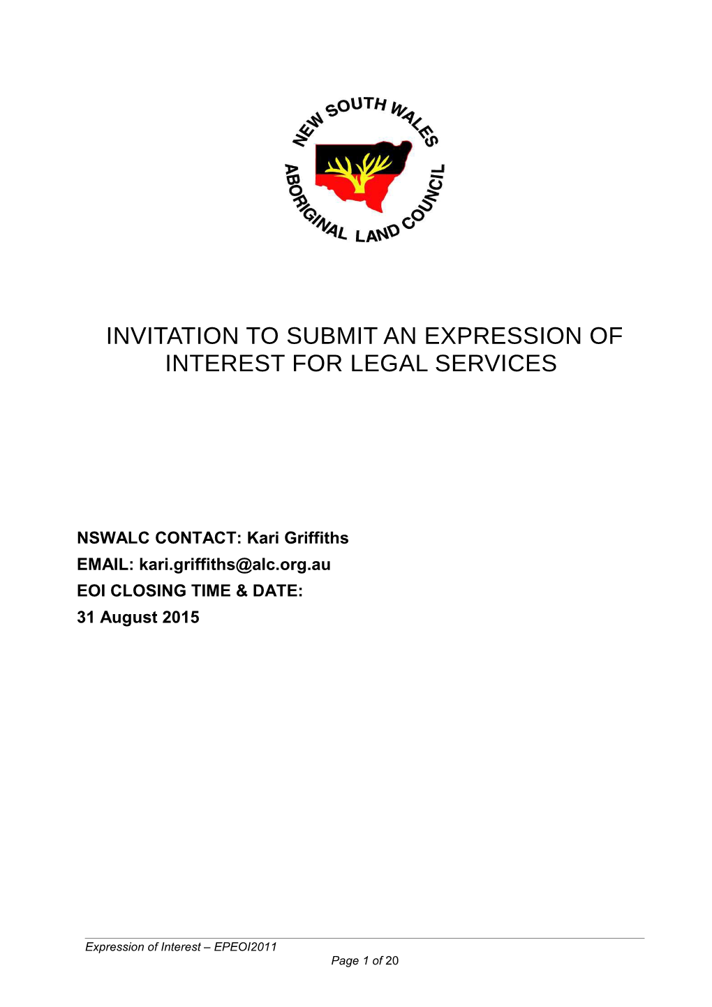 Invitation to Submit an Expression of Interest for Legal Services