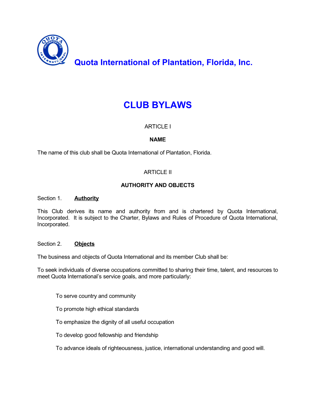 Quota International of Plantation, Florida, Inc