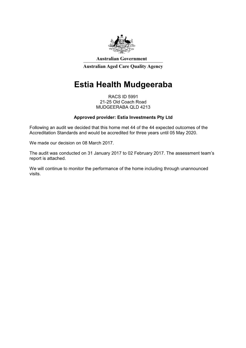 Estia Health Mudgeeraba