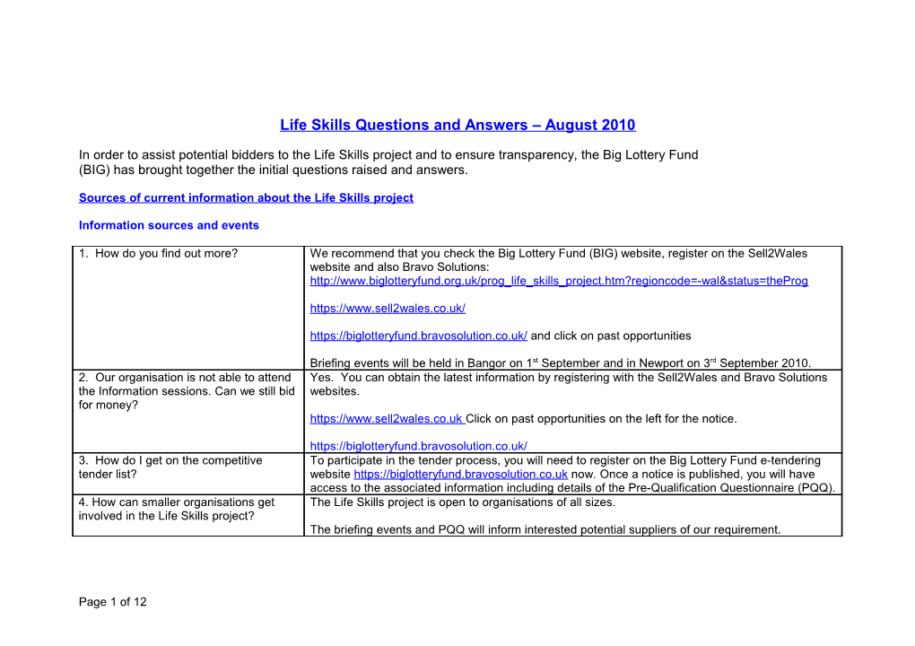 Life Skills Questions and Answers June 2009