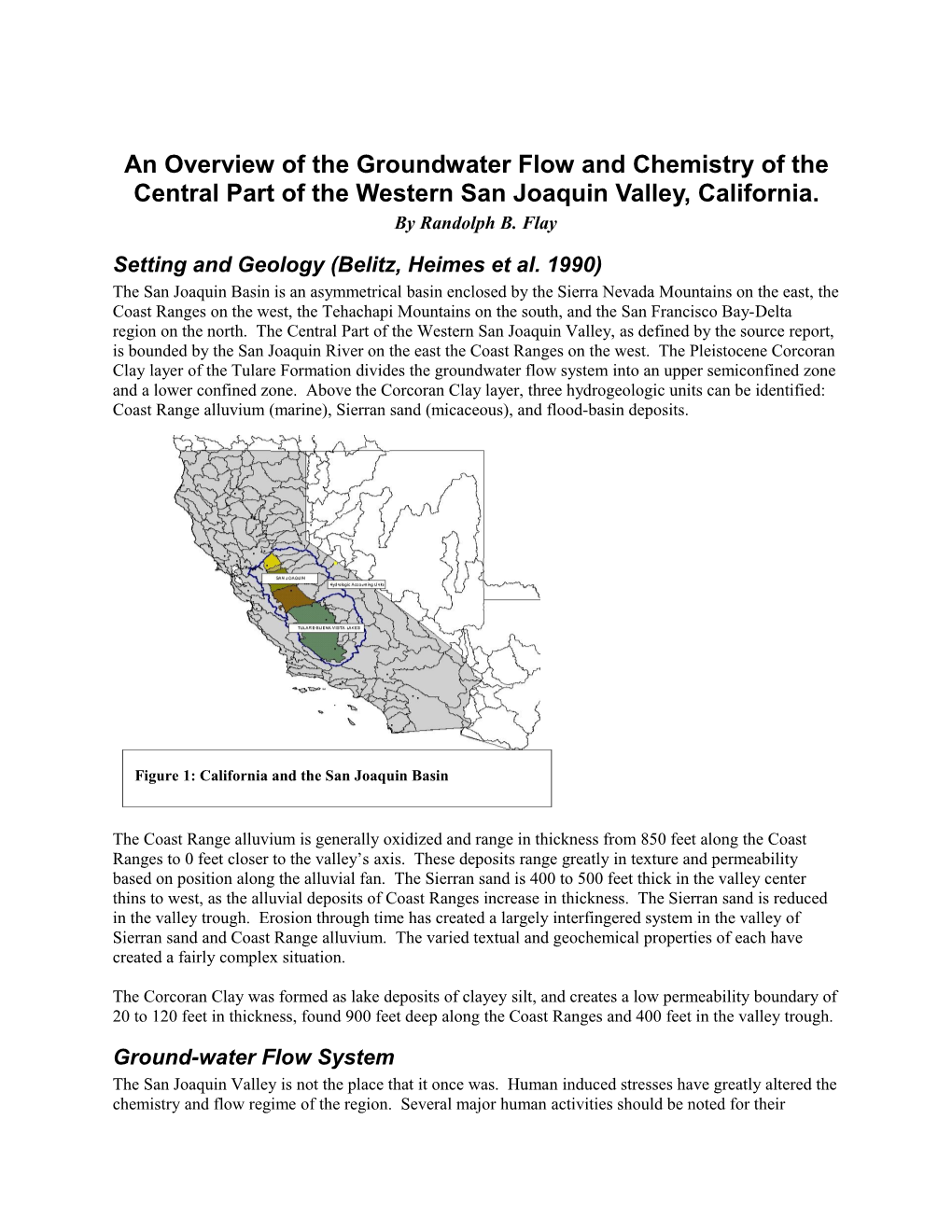 Fact Sheet #004-01: an Overview of the Groundwater Flow and Chemistry of the Central Part