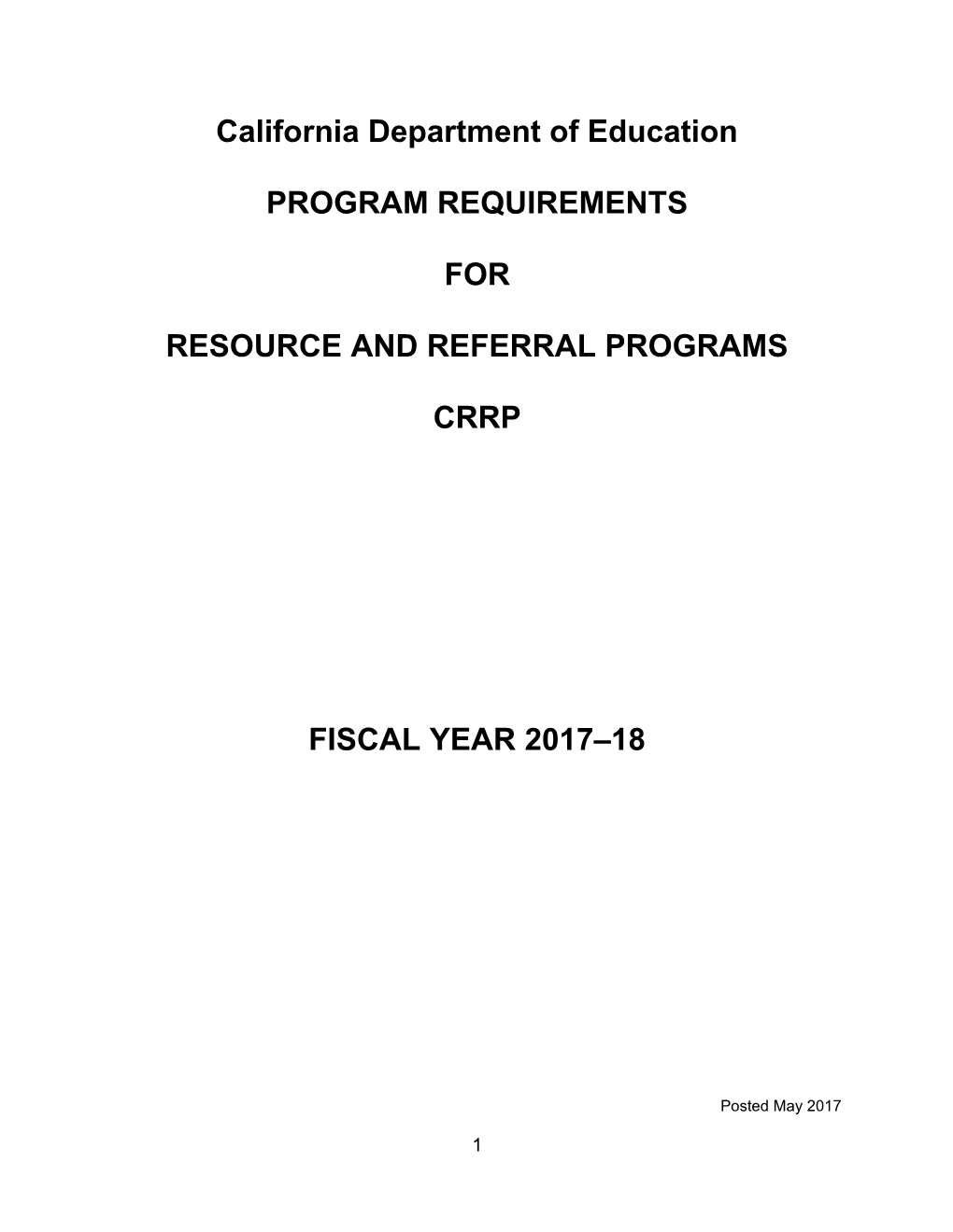 2017-18 CRRP Resource and Referral Program - Child Development (CA Dept of Education)