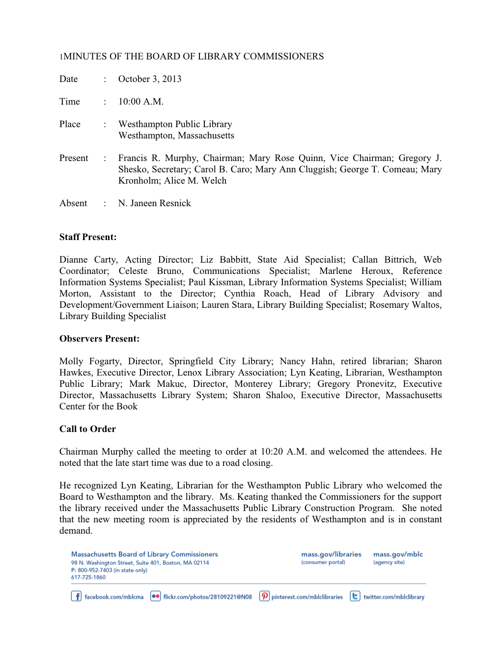 FY2014 October MBLC Board Minutes