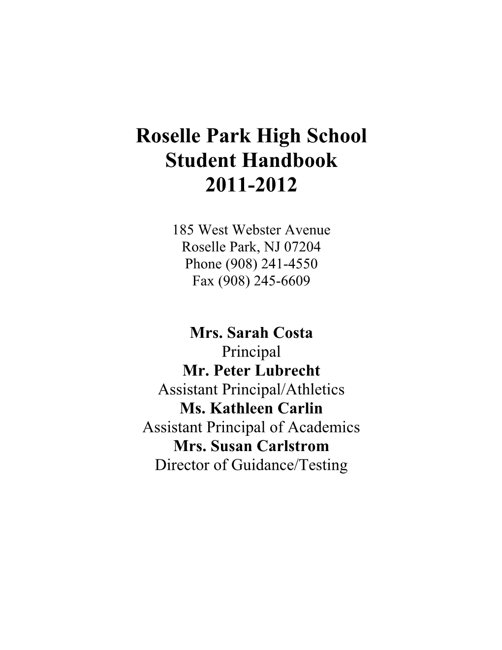 Roselle Park High School Student Code of Conduct