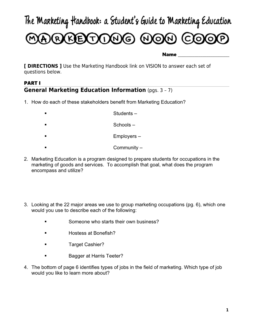 General Marketing Education Information (Pgs. 3 7)