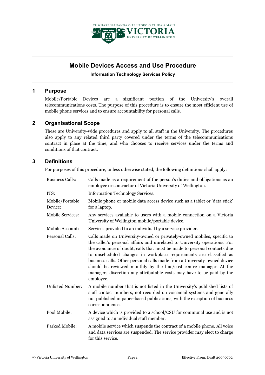 Mobile Devices Access and Use Procedure