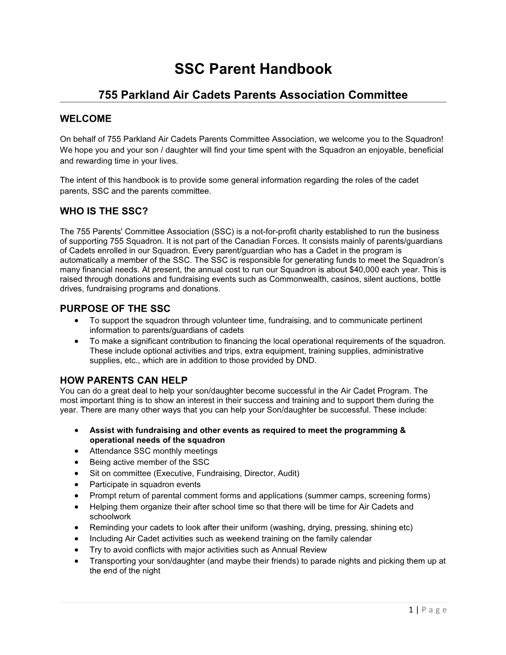 755 Parkland Air Cadets Parents Association Committee
