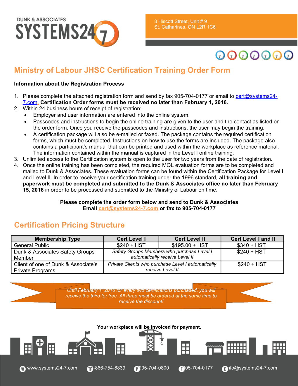 Ministry of Labour JHSC Certification Training Order Form