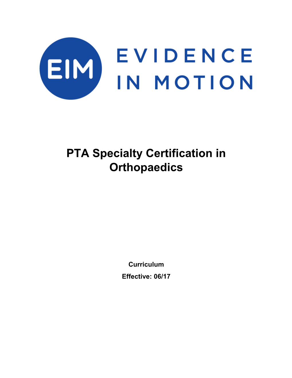 PTA Specialty Certification in Orthopaedics