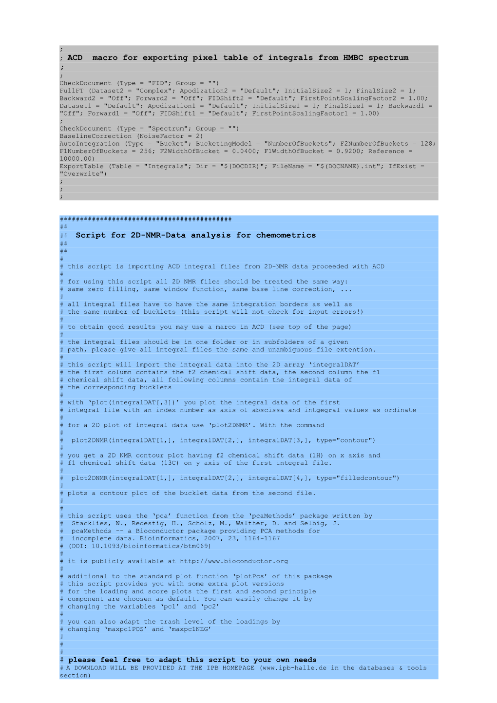 ACD Macro for Exporting Pixel Table of Integrals from HMBC Spectrum