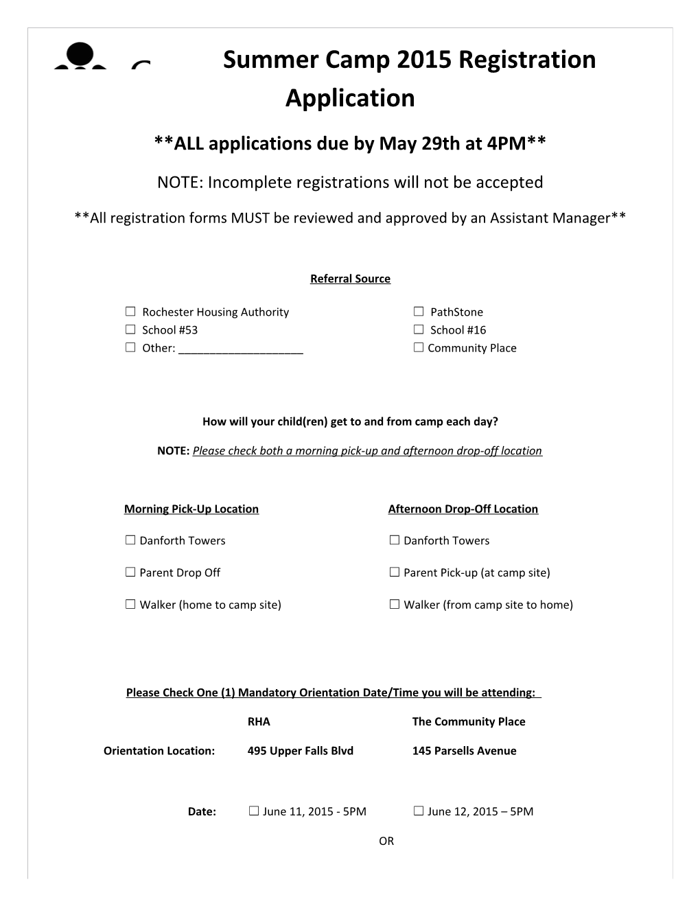 ALL Applications Due by May 29Th at 4PM