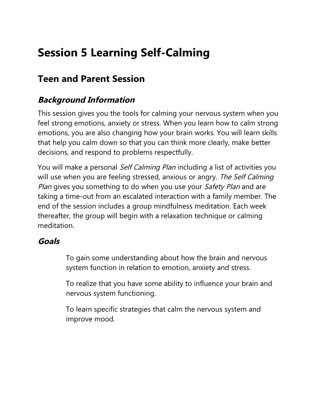 Session 5 Learning Self-Calming