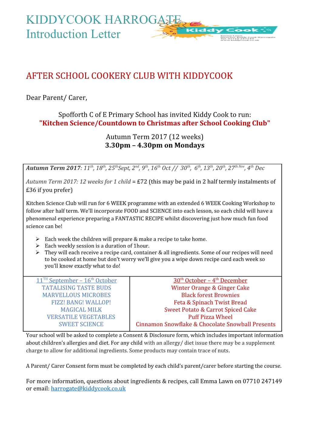 Afterschool Cookery Club with Kiddycook