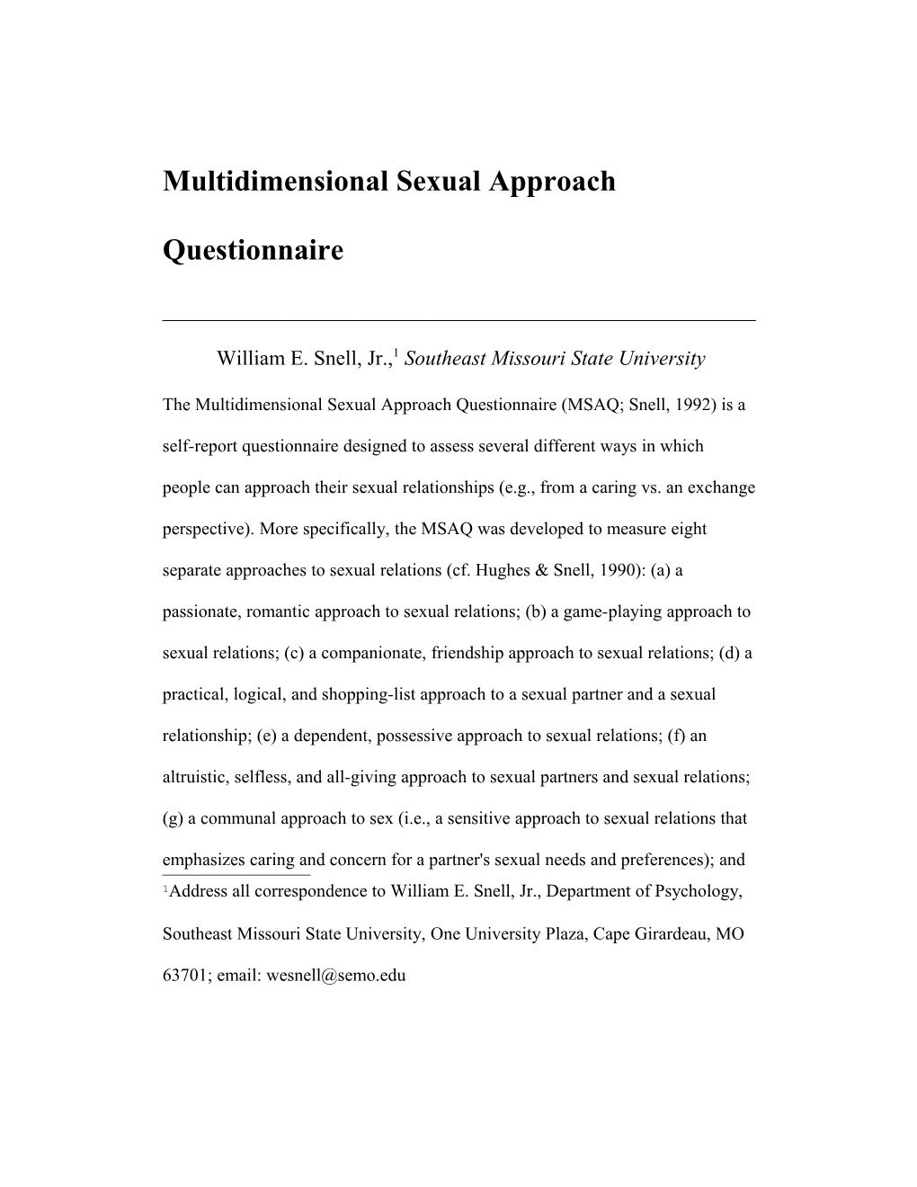Multidimensional Sexual Approach Questionnaire