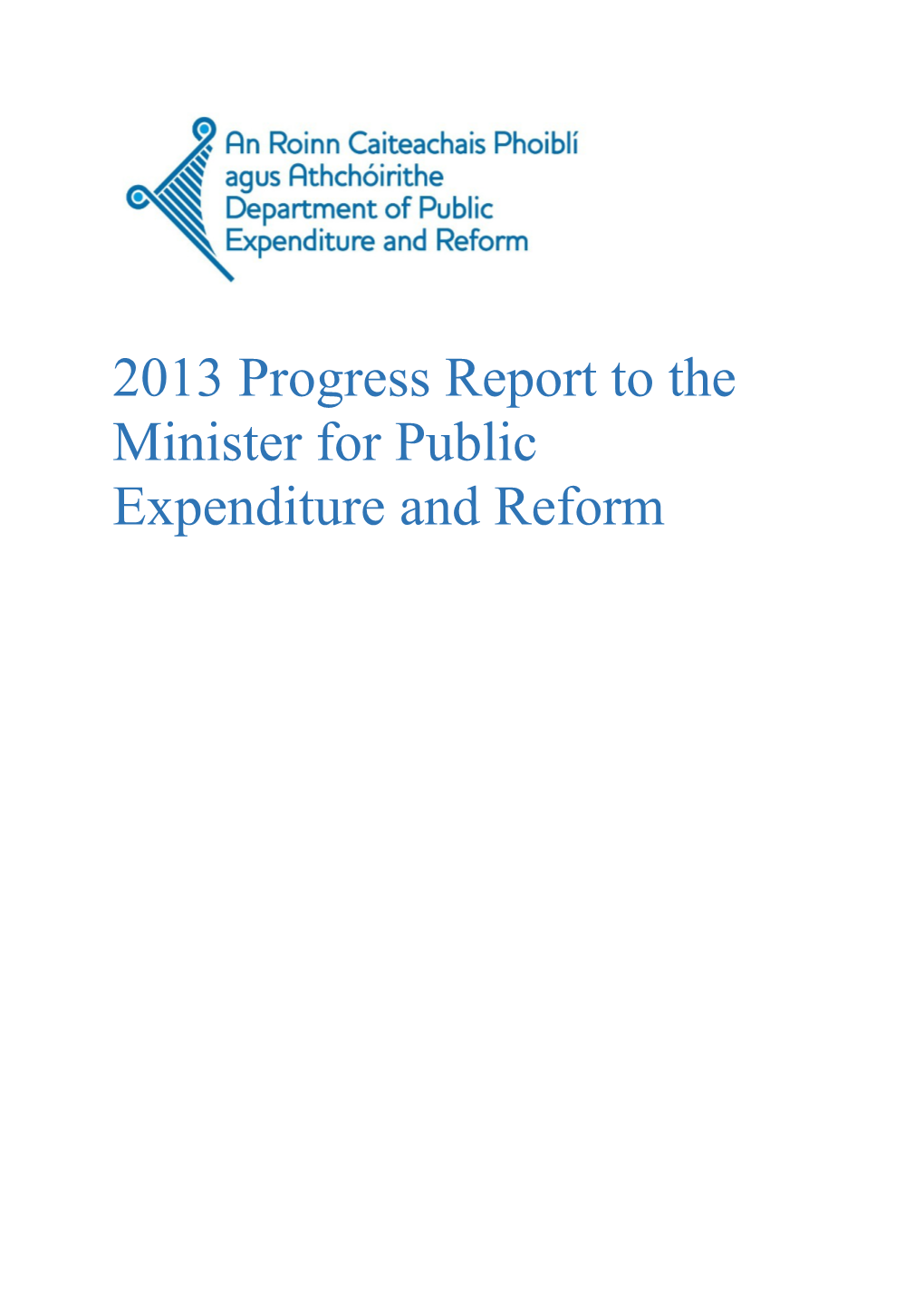 2013 Progress Report to the Minister for Public Expenditure and Reform