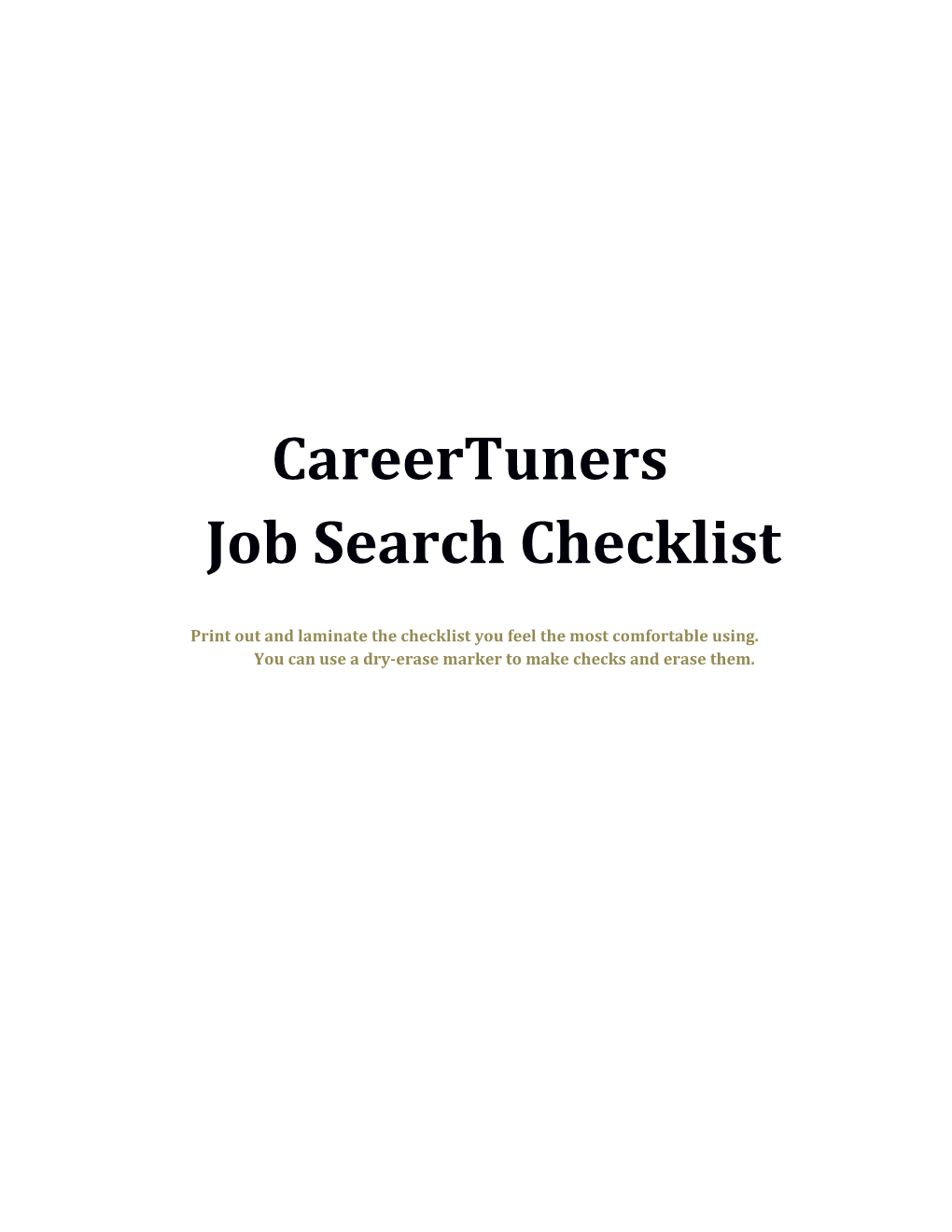 Careertunersjob Search Checklist