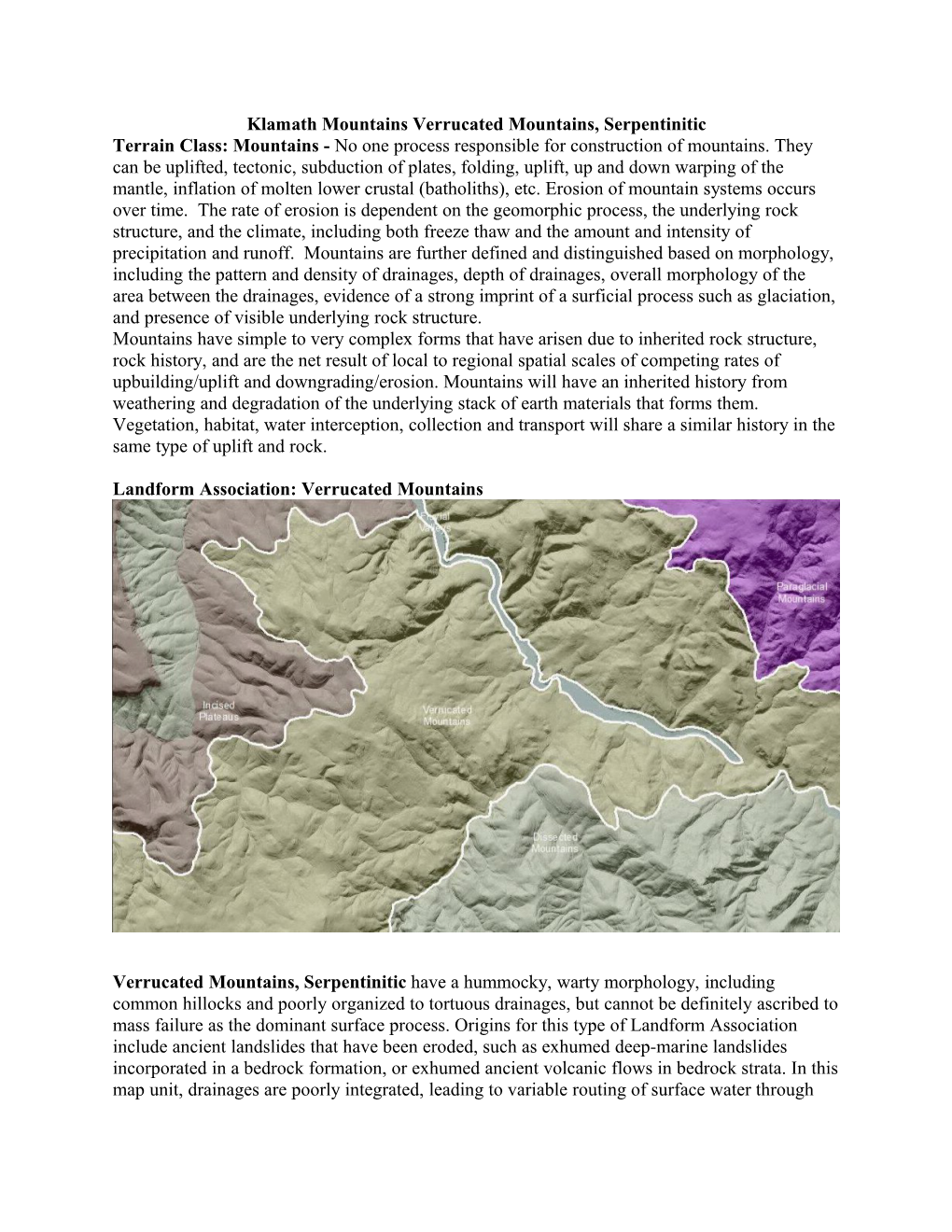 Klamath Mountainsverrucatedmountains, Serpentinitic